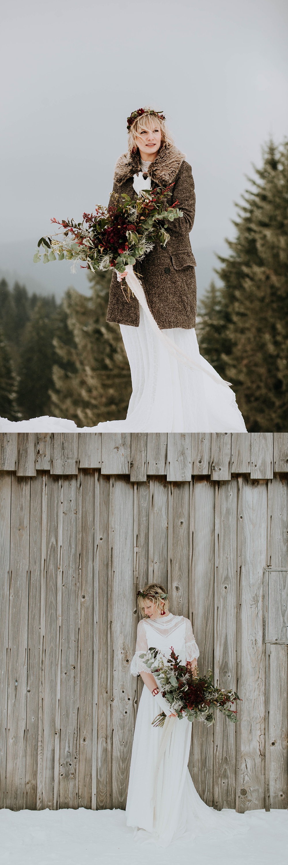 Mariage en hiver dans la neige