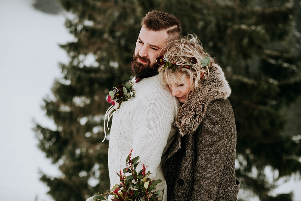 Mariage en hiver dans la neige