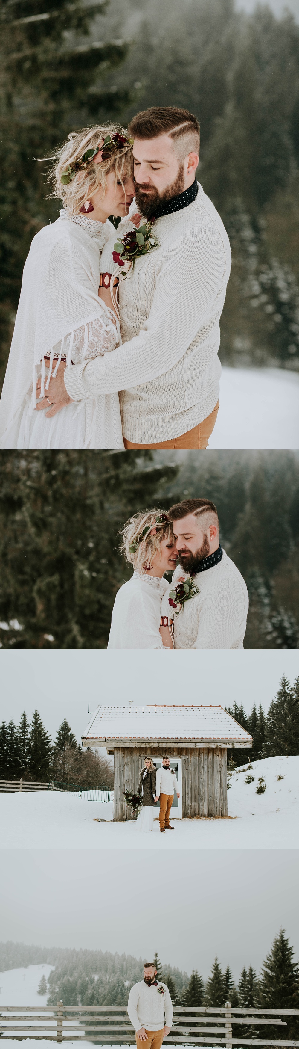 Mariage en hiver dans la neige