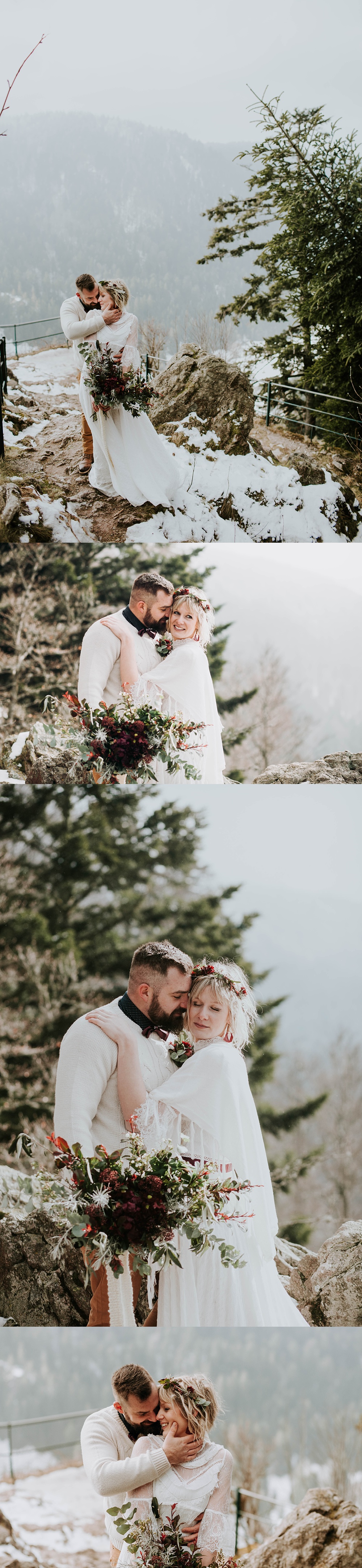 Mariage en hiver dans la neige