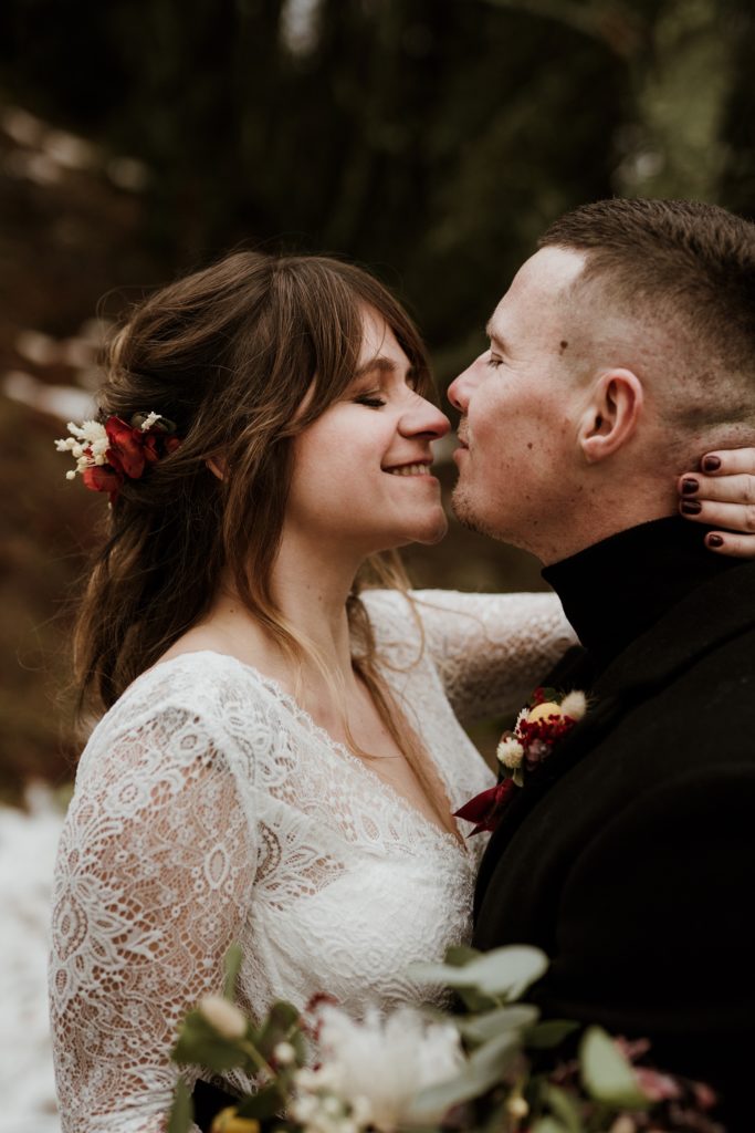 Photographe de mariage en Alsace cérémonie laïque en hiver