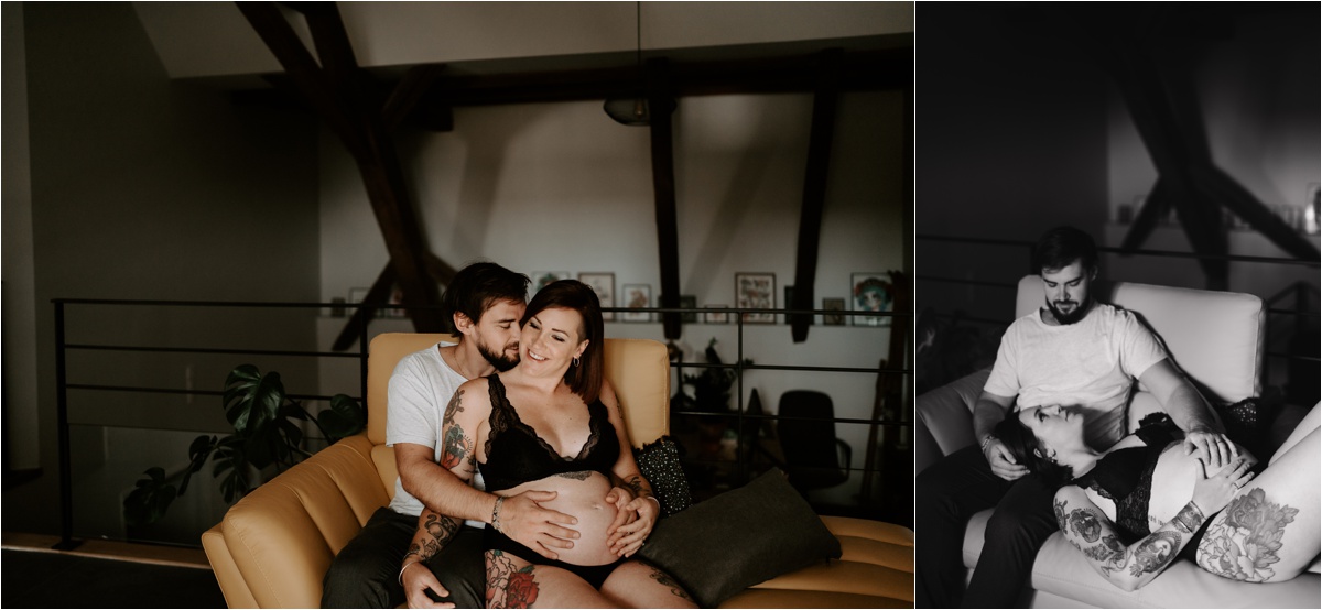 Séance photo intimiste grossesse en couple Alsace